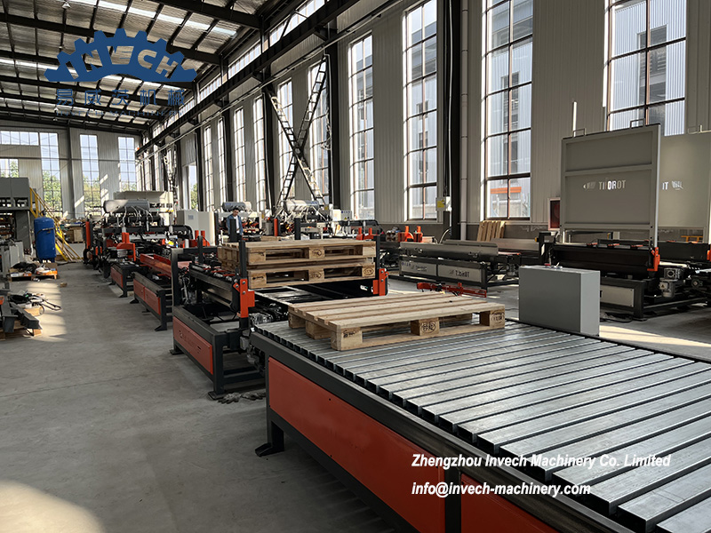 Automatic EU wood pallet processing line testing